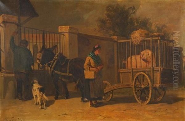 Le Marchand De Betail Oil Painting by Henry Schouten