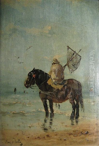 Garnaalvisser Oil Painting by Henry Schouten