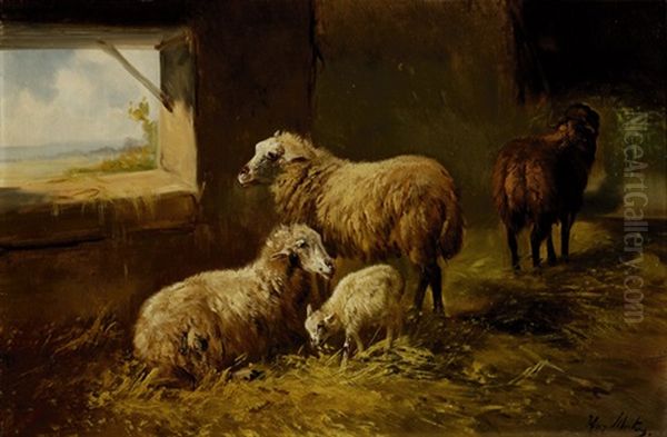 Sheep Pen Oil Painting by Henry Schouten