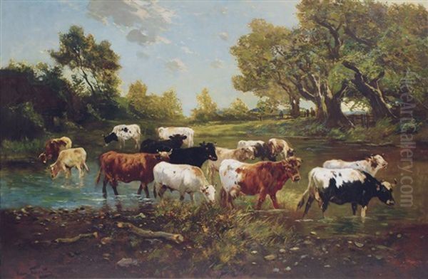 Watering Place Oil Painting by Henry Schouten