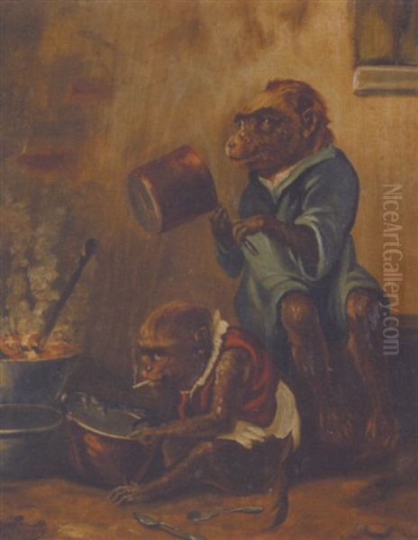 Les Singes Espiegles Oil Painting by Henry Schouten