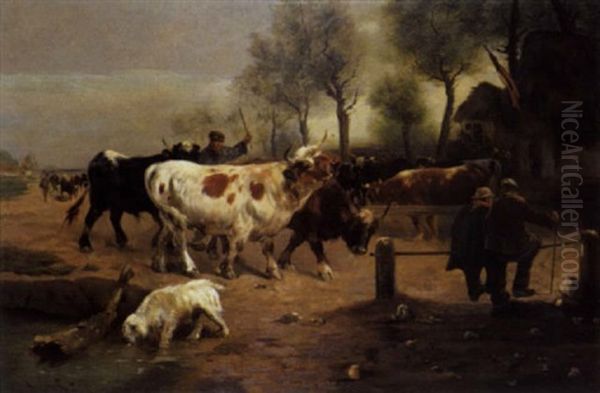 De Veermarkt Oil Painting by Henry Schouten