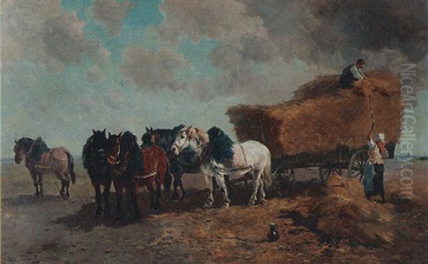 Hay Time Oil Painting by Henry Schouten