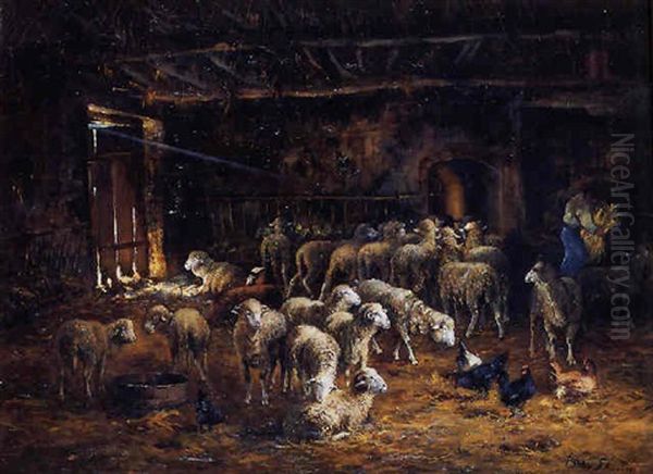 Ovejas En El Corral Oil Painting by Henry Schouten