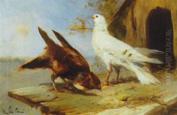 Les Deux Pigeons Oil Painting by Henry Schouten