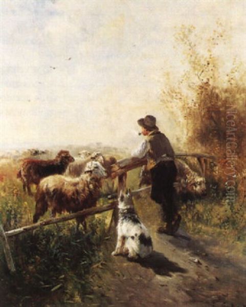 Le Berger Et Son Chien A La Barriere Oil Painting by Henry Schouten