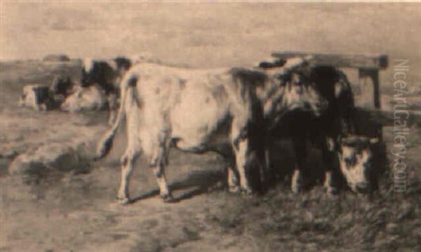 Cows Grazing Oil Painting by Henry Schouten