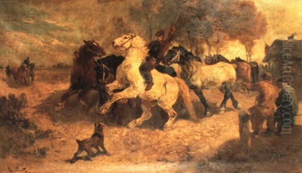 Le Marche Aux Chevaux Oil Painting by Henry Schouten