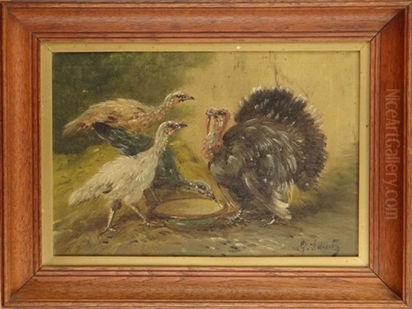 Coq, Poules Et Dindons Oil Painting by Paul Schouten