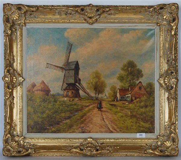 Paysage Hollandais Anime Oil Painting by Paul Schouten