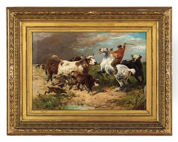 Herding The Cattle Oil Painting by Henry Schouten