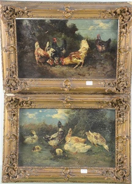 Poules Et Canards Oil Painting by Henry Schouten