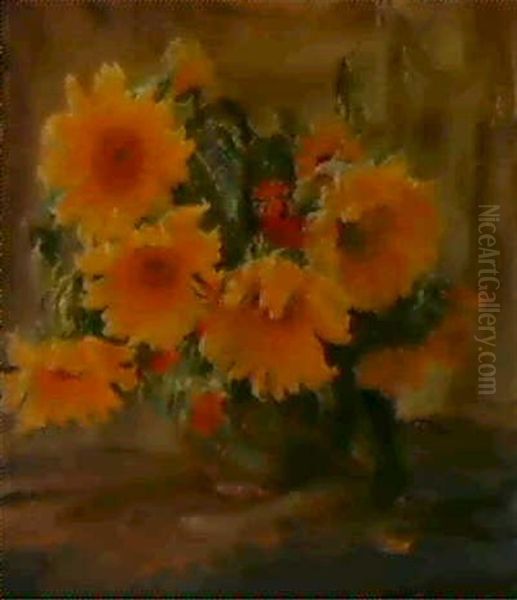 Sonnenblumen Oil Painting by Emil Schovanek