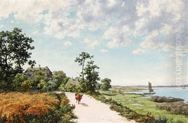 The Fisherman's Cottage At Boller, Jutland Oil Painting by Axel Thorsen Schovelin