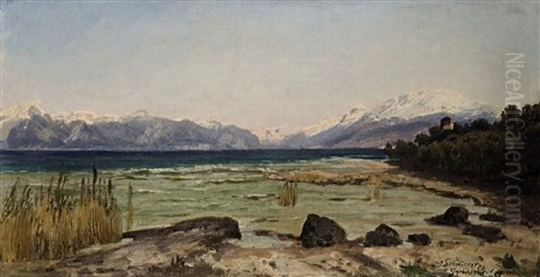 Am Ufer Des Gardasees Oil Painting by Josef Schoyerer