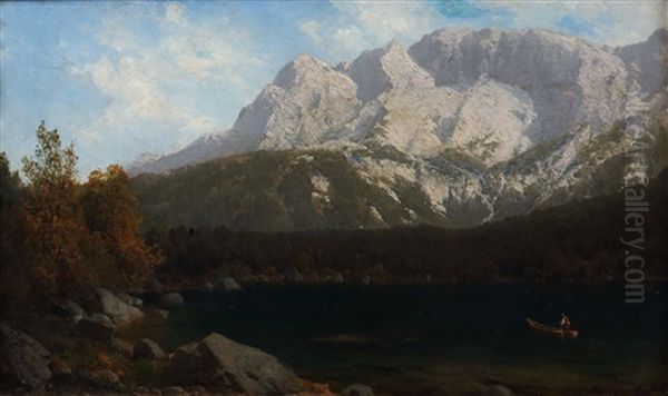 Am Eibsee Oil Painting by Josef Schoyerer