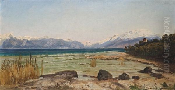 Am Ufer Des Gardasees Oil Painting by Josef Schoyerer