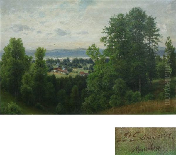 View Of The Village Oil Painting by Josef Schoyerer