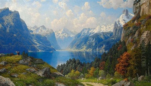 Vierwaldstatter See Vom Rutli Aus Oil Painting by Josef Schoyerer