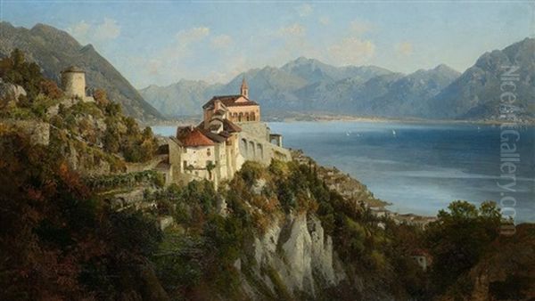 Das Kloster Madonna Del Sasso Bei Locarno Am Lago Maggiore Oil Painting by Josef Schoyerer