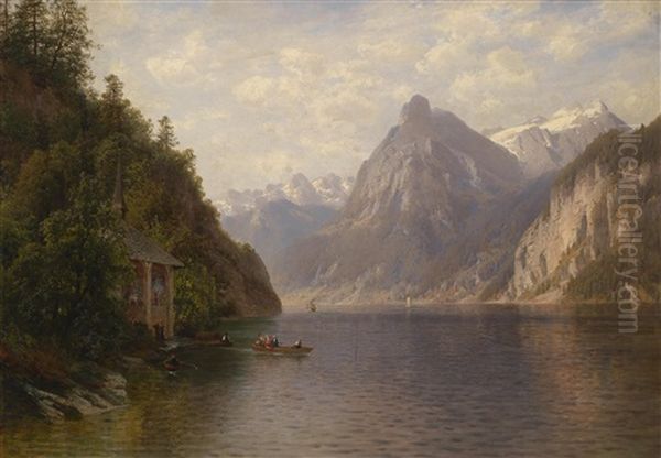 Partie Am Vierwaldstatter See Oil Painting by Josef Schoyerer