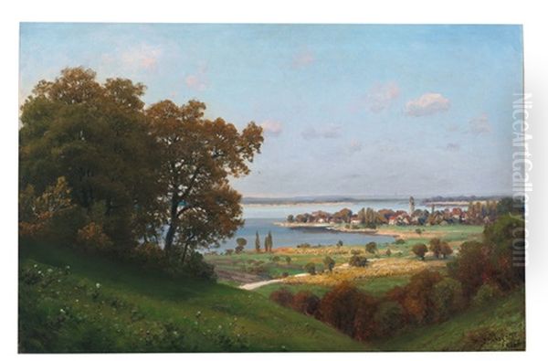 Bei Ermatingen Am Bodensee Oil Painting by Josef Schoyerer