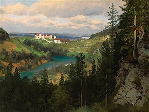 Aus Dem Lechtal Bei Fussen Oberhalb Bei Weishaus Oil Painting by Josef Schoyerer