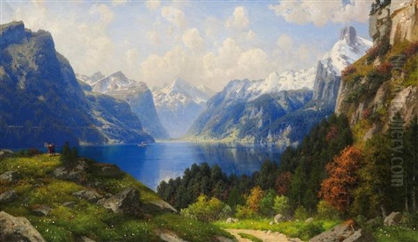 Am Vierwaldstatter See Oil Painting by Josef Schoyerer