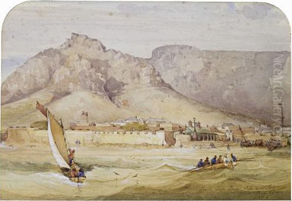 Castle, Cape Town, Cape Of Good Hope From Table Bay Oil Painting by Thomas William Bowler