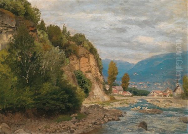 Lana Bei Meran, Gaulschlucht Oil Painting by Josef Schoyerer