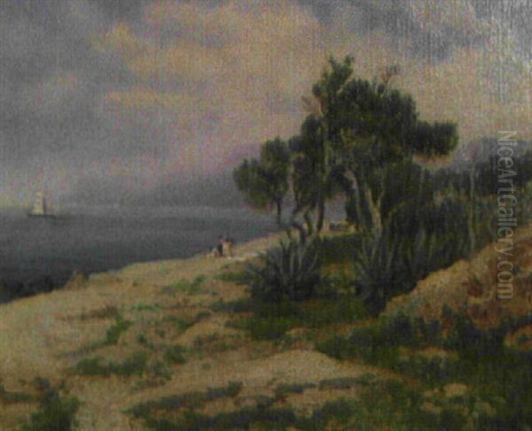 Strand Bei Bordighera Oil Painting by Josef Schoyerer