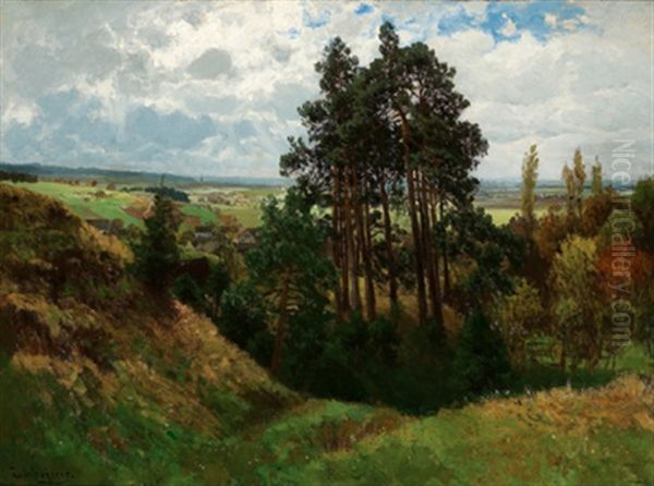 Weite Landschaft Oil Painting by Josef Schoyerer