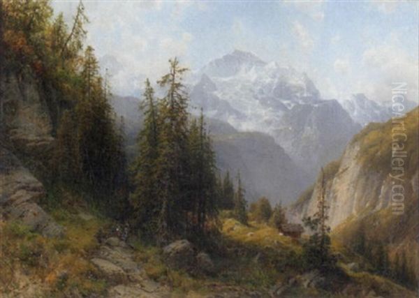 Ansicht Der Jungfrau Im Sonnenschein Oil Painting by Josef Schoyerer