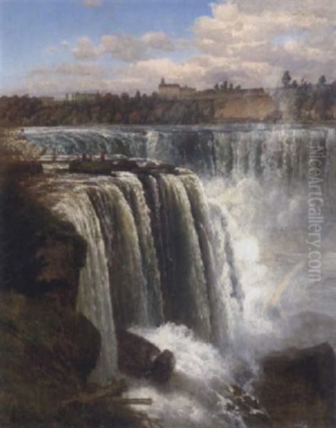 Die Niagara-falle Oil Painting by Josef Schoyerer