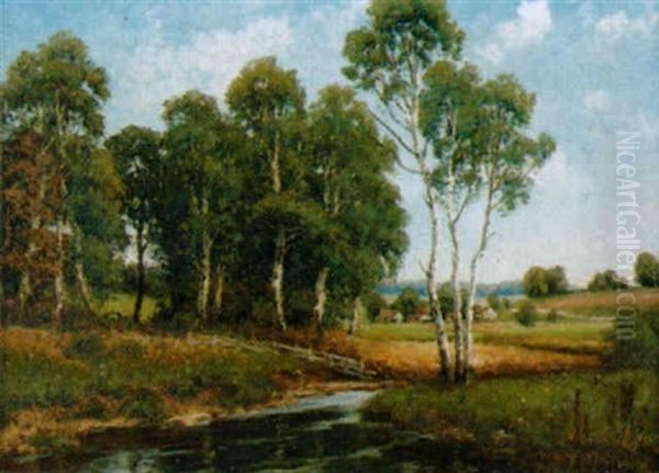 Aus Dem Glonntal Bei Grafing Oil Painting by Josef Schoyerer