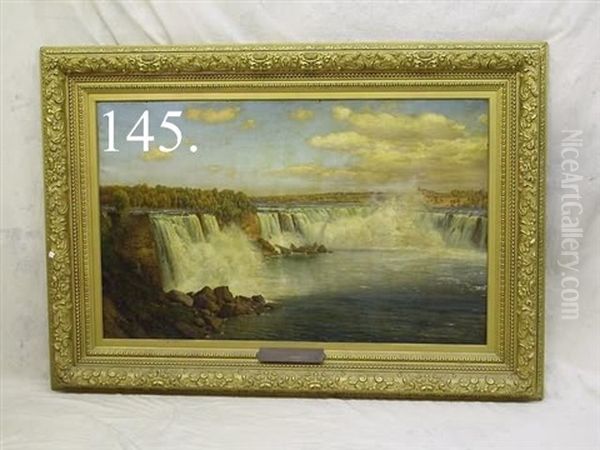 Panoramic View Of Niagara Falls Oil Painting by Josef Schoyerer