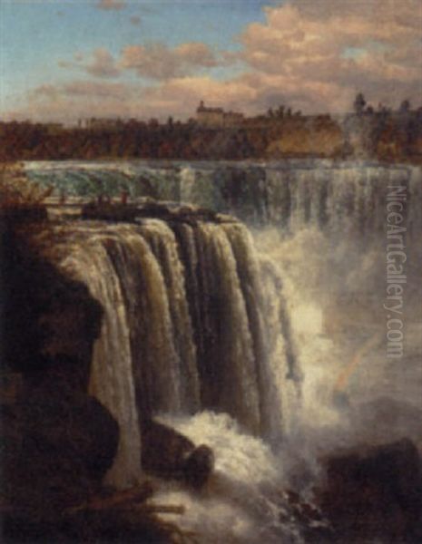 Niagra Falls Oil Painting by Josef Schoyerer