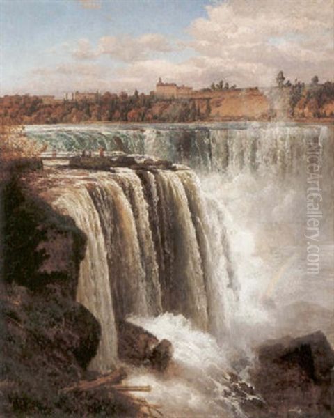 Die Niagara Falls Oil Painting by Josef Schoyerer