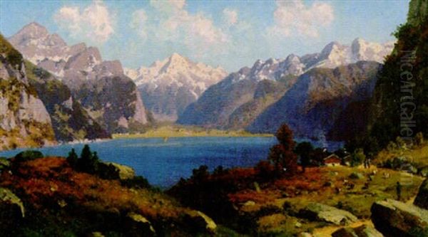 Gebirgsee (vierwaldstatter See In Der Schweiz? Oil Painting by Josef Schoyerer