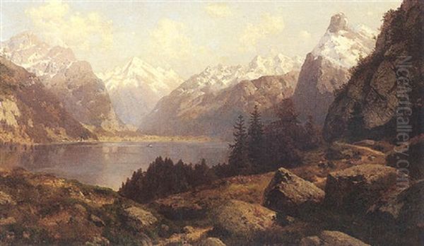 Vierwaldstattersee Oil Painting by Josef Schoyerer