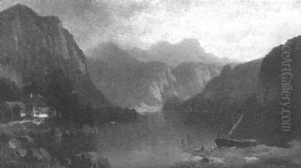 Blick Auf Einen Gebirgssee Oil Painting by Josef Schoyerer