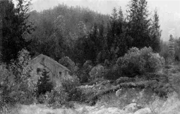 Waldlandschaft Oil Painting by Josef Schoyerer