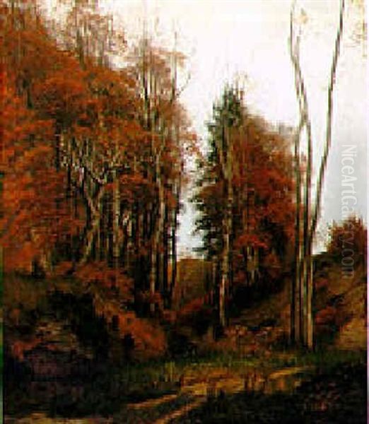 Am Waldesrand Bei Worthsee Oil Painting by Josef Schoyerer