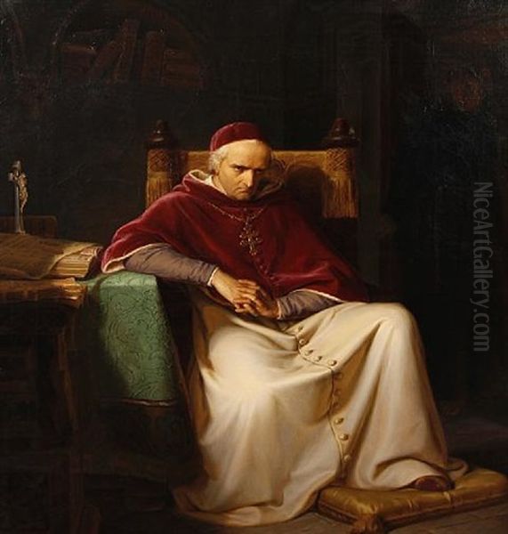 The Cardinal's Study Oil Painting by Julius Friedrich Anton Schrader