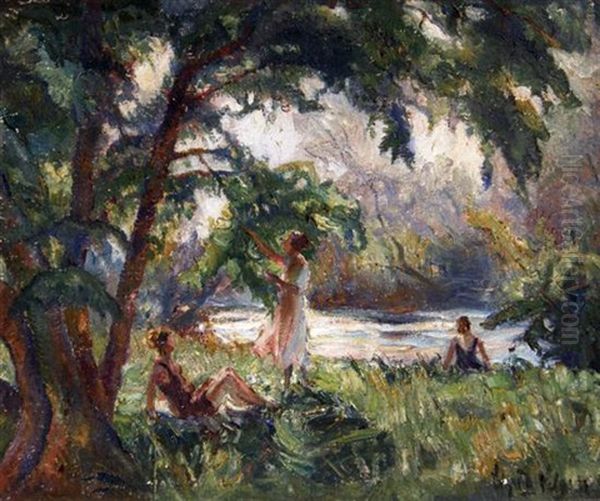 Three Bathers Oil Painting by Carl Hans Schrader-Velgen