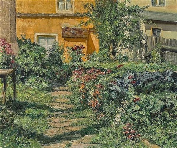 Garten In Blute Oil Painting by Julius Schrag