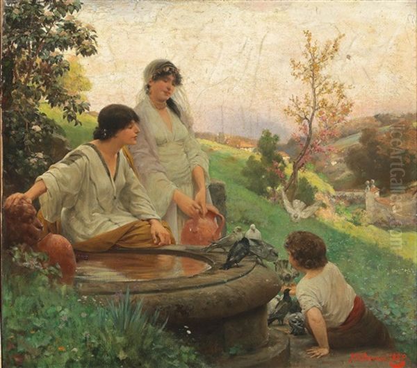 At The Well Oil Painting by Alois Hans Schram