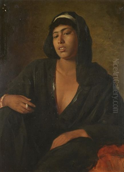 Nefusa, Jeune Femme Fumant Oil Painting by Alois Hans Schram