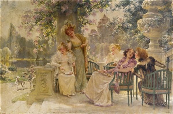 Elegante Damen Im Park Oil Painting by Alois Hans Schram