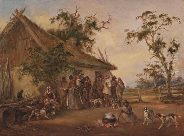 Bush Visitors, 1859 Oil Painting by Alexander Schramm